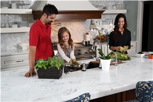 Calacatta Carrara White Marble Countertop Perimeter Top and Island Top