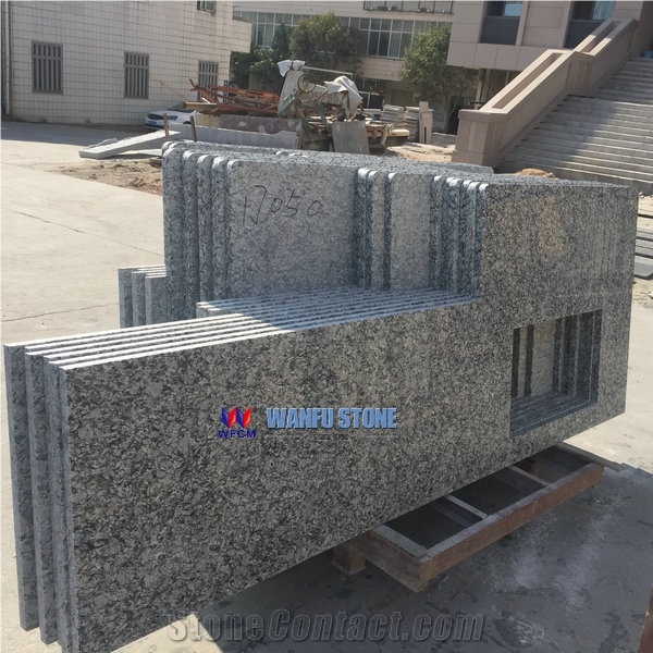 Spray White Granite Countertop,Sea Wave White Polished Granite Stone
