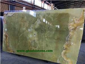 Light Green Onyx Slabs, Iran Green Onyx