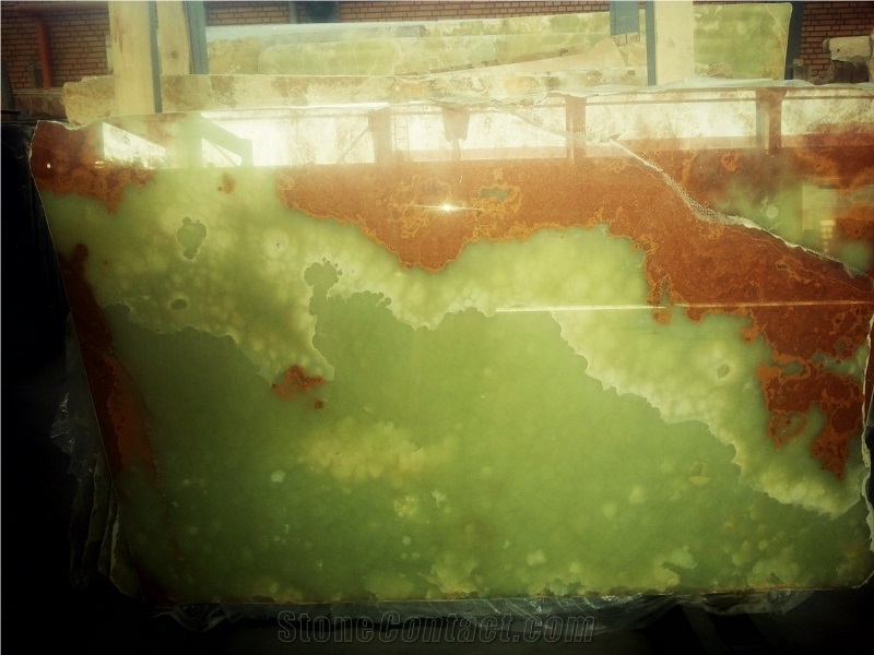 Light Green Onyx Slabs, Iran Green Onyx