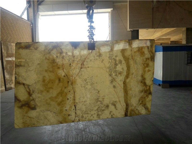 Light Green Onyx Slabs, Iran Green Onyx