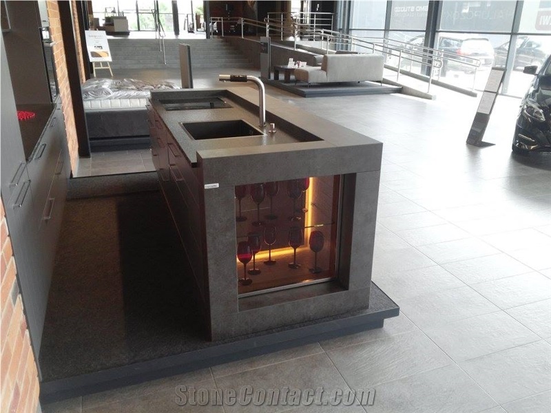 Neolith Iron Grey Quartz Stone Kitchen Countertop