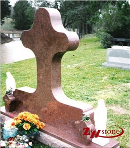 Cheap Price Double Vases Cross Design G603/ Sesame White/ Light Gray Granite Single Upright Headstone
