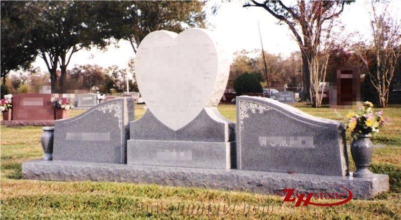 Good Quality Custom Weeping Angle Withe Heart Single Design Indian Red/ Imperial Red Granite Upright Headstone