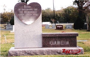 Good Quality Custom Weeping Angle Withe Heart Single Design Indian Red/ Imperial Red Granite Upright Headstone