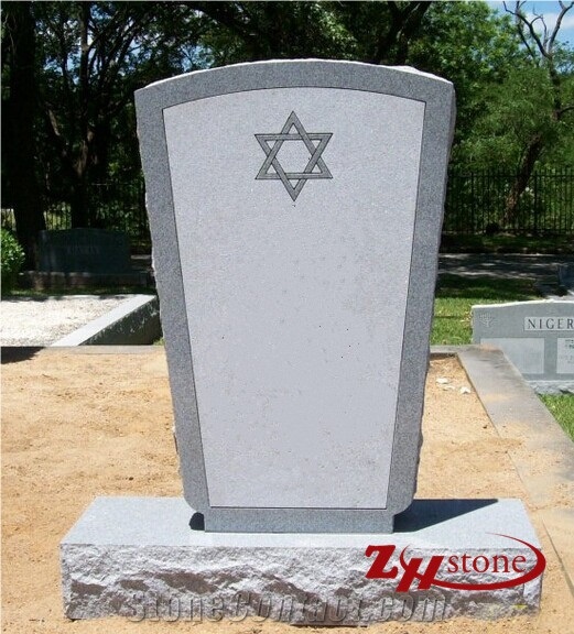 Good Quality Jewish Style G603/ Sesame White/ Light Gray Granite Single Upright Headstones