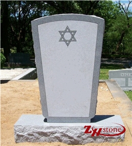 Good Quality Jewish Style G603/ Sesame White/ Light Gray Granite Single Upright Headstones