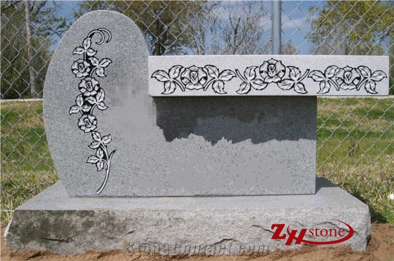 Good Quality Jewish Style G603/ Sesame White/ Light Gray Granite Single Upright Headstones