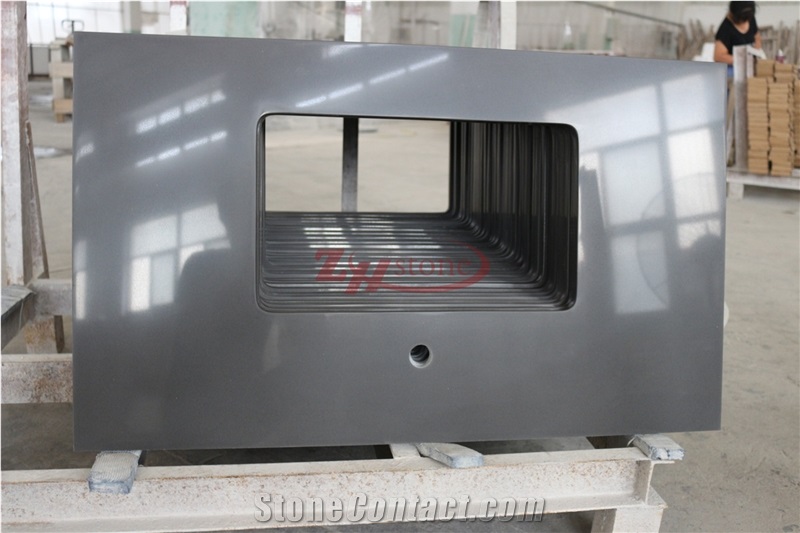 Manufacturer Pure Grey Quartz Work Tops Solid Surface,Gray Engineered Quartz Caesarstone