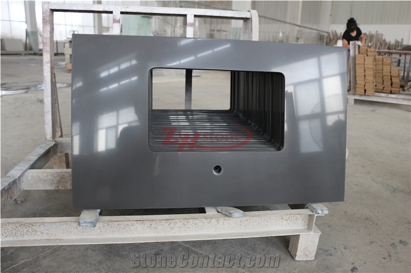 Manufacturer Pure Grey Quartz Work Tops Solid Surface,Gray Engineered Quartz Caesarstone