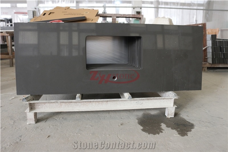 Manufacturer Pure Grey Quartz Work Tops Solid Surface,Gray Engineered Quartz Caesarstone