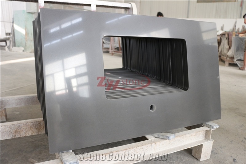 Manufacturer Pure Grey Quartz Work Tops Solid Surface,Gray Engineered Quartz Caesarstone