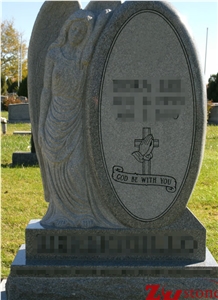 Own Factory Weeping Angel Ovel Design G603/ Sesame White/ Light Gray Granite Upright Engraved Tombstone
