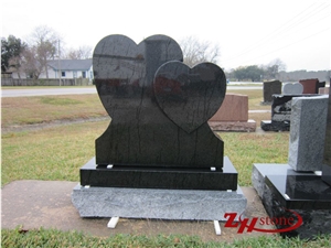 Polished Custom Heart Design with Two Bases Indian Red/ Imperial Red Granite Upright Double Headstone