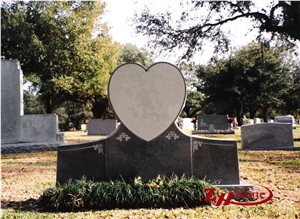 Polished Custom Heart Design with Two Bases Indian Red/ Imperial Red Granite Upright Double Headstone