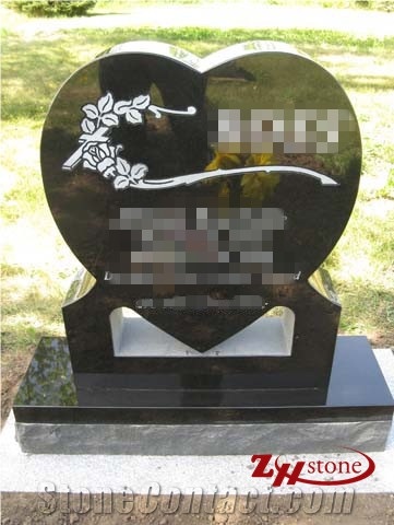 Polished Custom Heart Design with Two Bases Indian Red/ Imperial Red Granite Upright Double Headstone