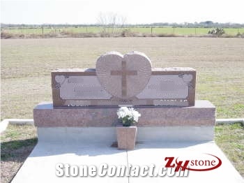 Unique Design Drogan Carving Indian Red/ Imperial Red Granite Single Upright Tombstone Design