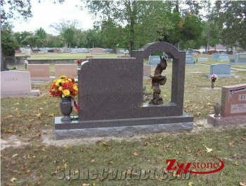 Unique Design Drogan Carving Indian Red/ Imperial Red Granite Single Upright Tombstone Design