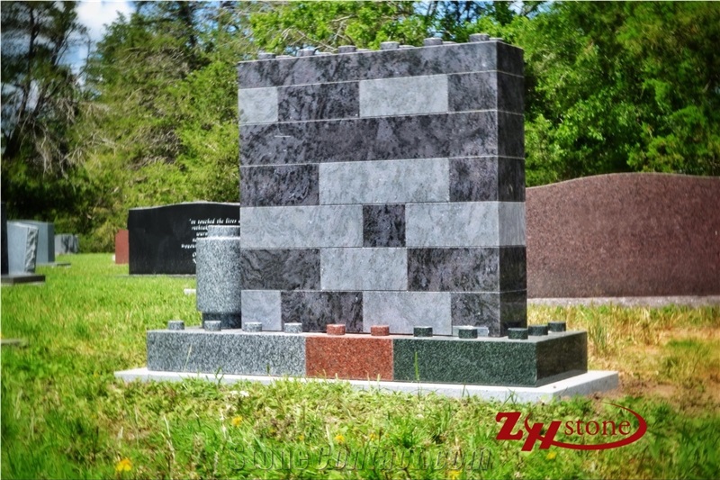 Unique Design Drogan Carving Indian Red/ Imperial Red Granite Single Upright Tombstone Design