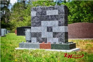 Unique Design Drogan Carving Indian Red/ Imperial Red Granite Single Upright Tombstone Design