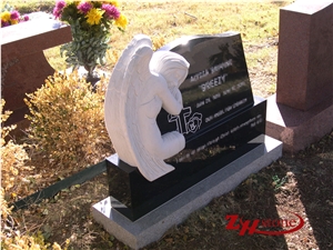 Unique Design Drogan Carving Indian Red/ Imperial Red Granite Single Upright Tombstone Design
