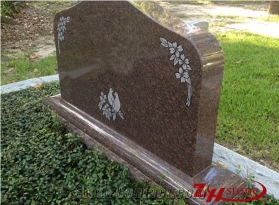 Western Style Cross Engraving Upright Double Bases Indian Red/ Imperial Red Granite Monument