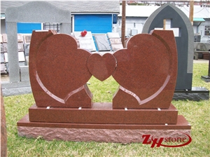 Western Style Cross Engraving Upright Double Bases Indian Red/ Imperial Red Granite Monument