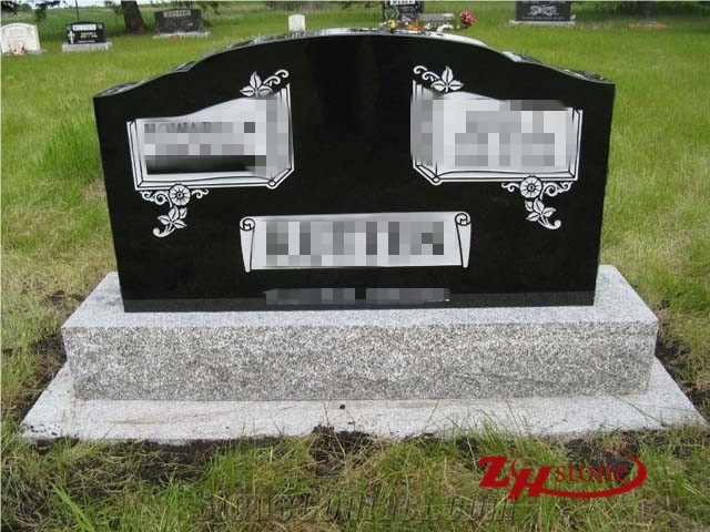 Western Style Good Quality Polished Typical Wing with Middle Vase Shanxi Black/ Absolute Black/ Jet Black/ G603 Granite Double Upright Monuments
