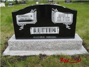 Western Style Good Quality Polished Typical Wing with Middle Vase Shanxi Black/ Absolute Black/ Jet Black/ G603 Granite Double Upright Monuments