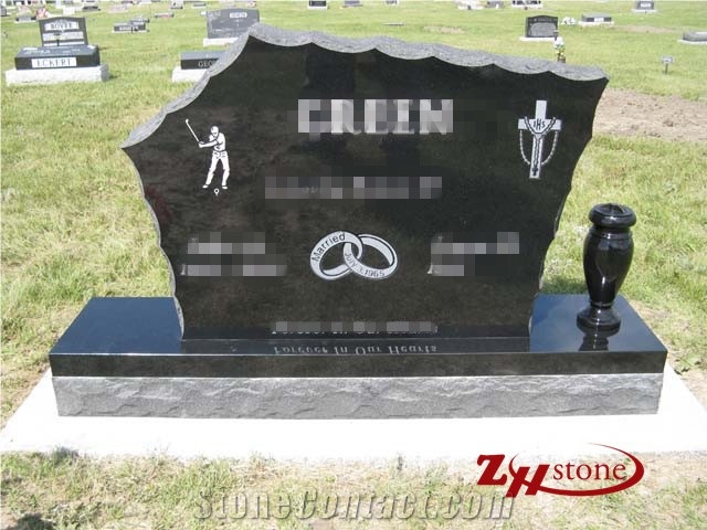 Western Style Good Quality Polished Typical Wing with Middle Vase Shanxi Black/ Absolute Black/ Jet Black/ G603 Granite Double Upright Monuments
