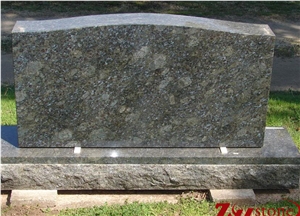 Western Style Polished Traditional Serp Top Butterfly Blue/ Blue Hawaii Granite Double Upright Monument
