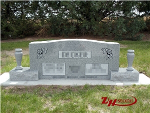 Western Style Polished Traditional Serp Top Butterfly Blue/ Blue Hawaii Granite Double Upright Monument