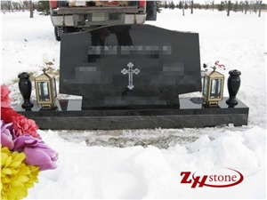 Western Style Polished Traditional Serp Top Butterfly Blue/ Blue Hawaii Granite Double Upright Monument