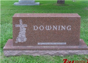 Western Style Simply Straight Style Indian Red/ Imperial Red Granite Upright Headstone