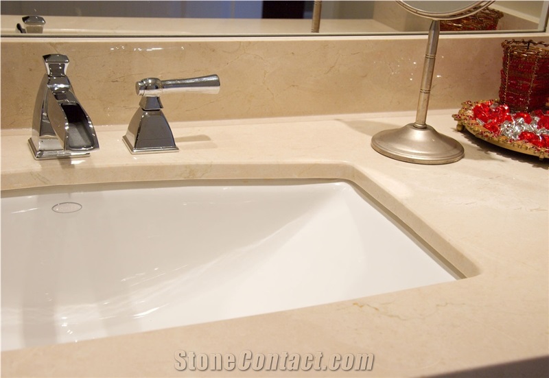 Crema Marfil Marble Bathroom Countertop