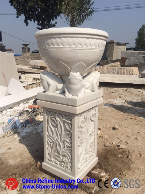 Beige Granite Carved Factory Flower Pot ,G682 Flower Stand,Exterior Flower Vase for Garden