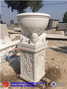Beige Granite Carved Factory Flower Pot ,G682 Flower Stand,Exterior Flower Vase for Garden