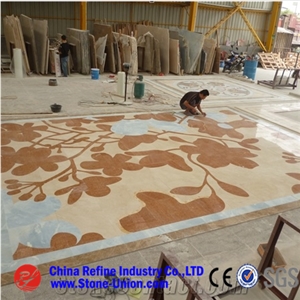 Cheap Waterjet Marble Medallions , Floor Medallion , Inlay Marble Stone Pattern Design for Floor Decorated Indoor Design