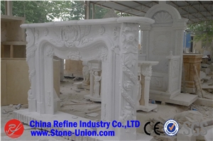 China White Marble Fireplace,Inner Decoration,Hand Carve Fireplace, Fireplace Hearth,Fireplace Mantel
