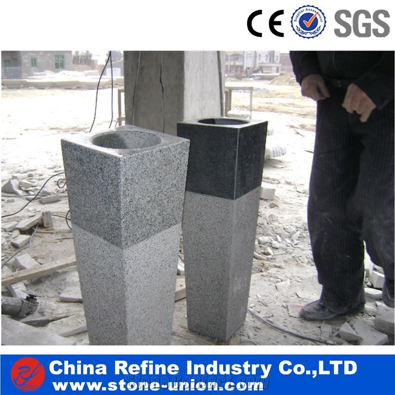 Chinese Grey Granite Natural Stone Palisade, Granite Pillars, Grey Stone Customized Garden Wall,Flamed and Brushed Surface Pillars Palisades