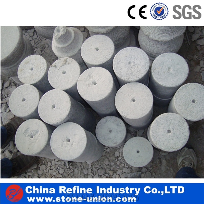 Chinese Grey Granite Natural Stone Palisade, Granite Pillars, Grey Stone Customized Garden Wall,Flamed and Brushed Surface Pillars Palisades