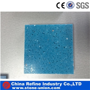 Crystal Quartz for Kitchen and Vanity,Blue Quartz Tiles for Floor or Wall,Blue Artificial Quartz Stone Tile and Slab,Quartz Slab Pure Blue