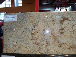 Diamond Like Flowers Granite, Yellow Granite for Kitchen Countertops, Solid Surface Worktops,Giallo Diamond Flower Granite Slab,Giallo Diamond Flower