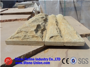 Exterior Golden Sandstone Mushroom Wall Cladding, China Yellow Sandstone for Construction Stone, Ornamental Stone