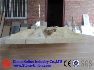 Exterior Golden Sandstone Mushroom Wall Cladding, China Yellow Sandstone for Construction Stone, Ornamental Stone