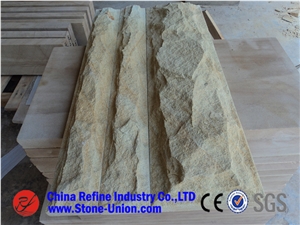 Exterior Golden Sandstone Mushroom Wall Cladding, China Yellow Sandstone for Construction Stone, Ornamental Stone