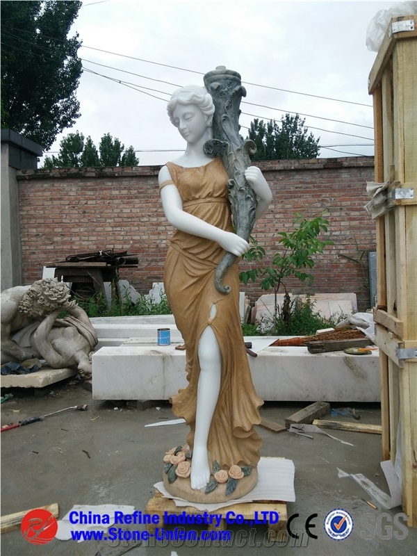 Female Decoration Western Statues, White Marble Western Statues, Chirldren Stone Carving for Garden Decoration