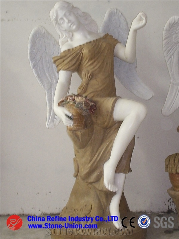 Female Decoration Western Statues, White Marble Western Statues, Chirldren Stone Carving for Garden Decoration