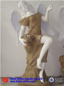 Female Decoration Western Statues, White Marble Western Statues, Chirldren Stone Carving for Garden Decoration