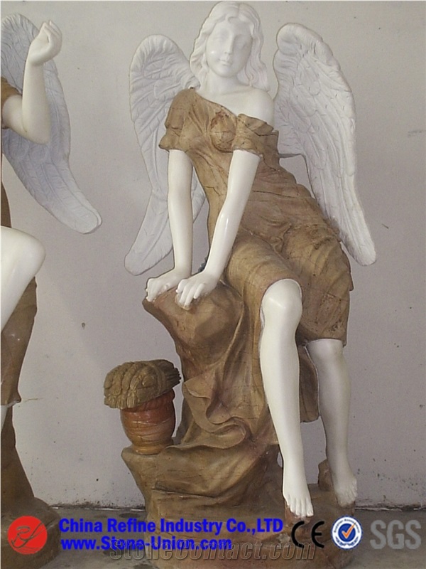 Female Decoration Western Statues, White Marble Western Statues, Chirldren Stone Carving for Garden Decoration